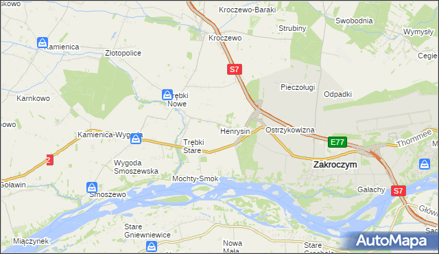 mapa Henrysin gmina Zakroczym, Henrysin gmina Zakroczym na mapie Targeo