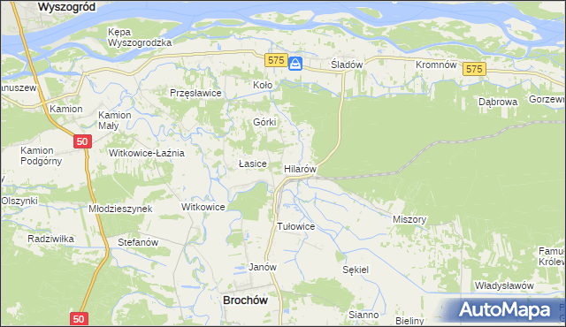 mapa Hilarów gmina Brochów, Hilarów gmina Brochów na mapie Targeo