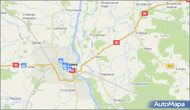 mapa Iwno gmina Wińsko, Iwno gmina Wińsko na mapie Targeo