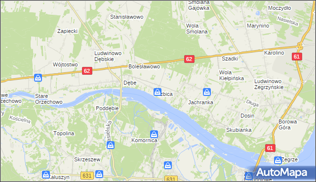 mapa Izbica gmina Serock, Izbica gmina Serock na mapie Targeo