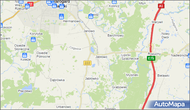 mapa Jabłowo, Jabłowo na mapie Targeo