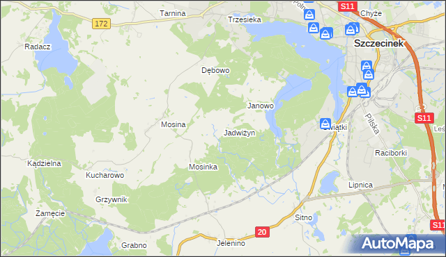 mapa Jadwiżyn gmina Szczecinek, Jadwiżyn gmina Szczecinek na mapie Targeo