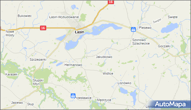 mapa Jakubkowo gmina Łasin, Jakubkowo gmina Łasin na mapie Targeo