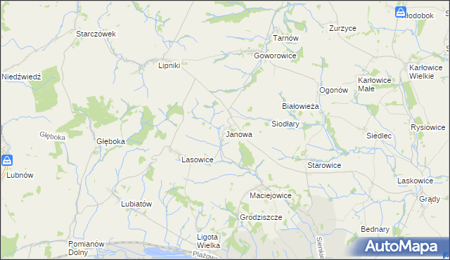 mapa Janowa gmina Otmuchów, Janowa gmina Otmuchów na mapie Targeo