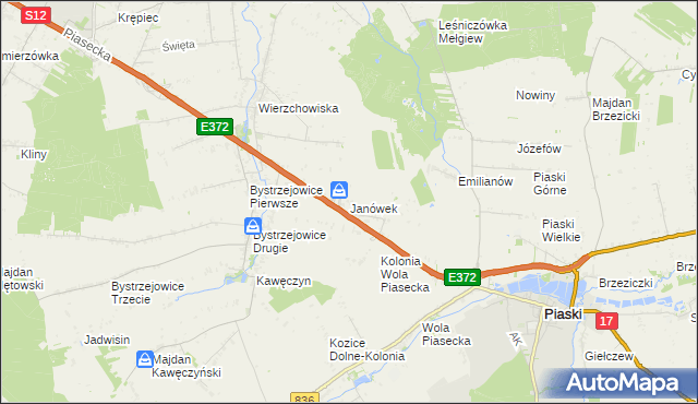 mapa Janówek gmina Piaski, Janówek gmina Piaski na mapie Targeo