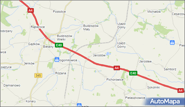 mapa Jarostów, Jarostów na mapie Targeo