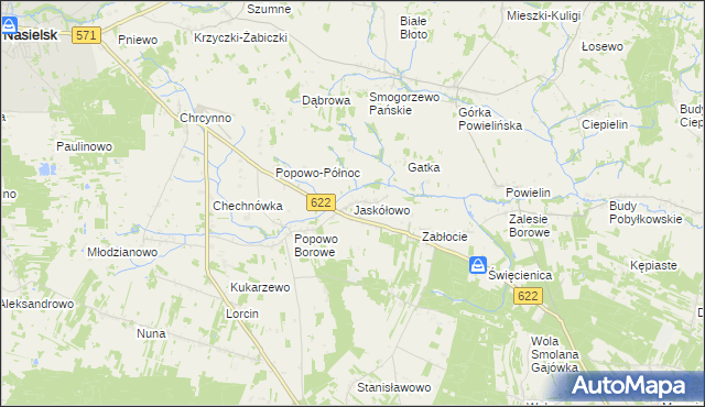 mapa Jaskółowo, Jaskółowo na mapie Targeo
