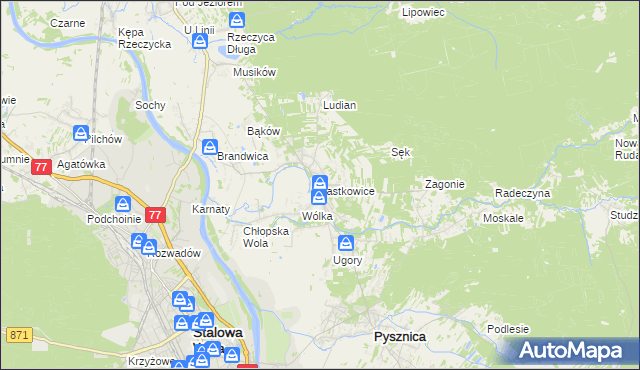 mapa Jastkowice, Jastkowice na mapie Targeo