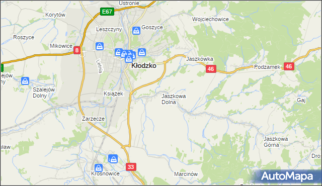 mapa Jaszkowa Dolna, Jaszkowa Dolna na mapie Targeo