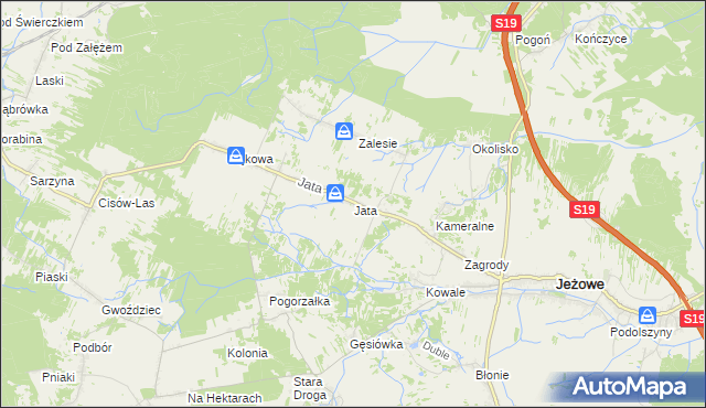 mapa Jata gmina Jeżowe, Jata gmina Jeżowe na mapie Targeo