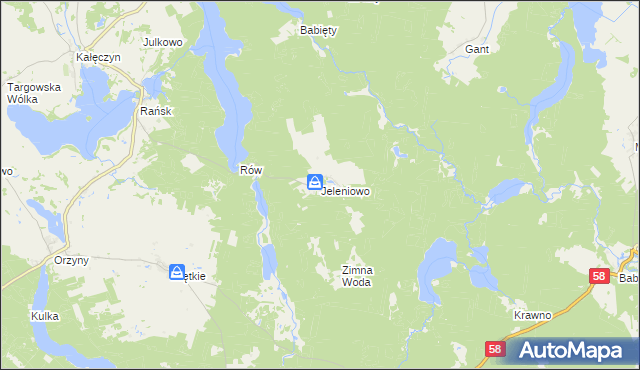 mapa Jeleniowo, Jeleniowo na mapie Targeo