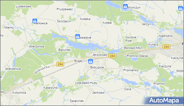 mapa Jerzykowo gmina Pobiedziska, Jerzykowo gmina Pobiedziska na mapie Targeo