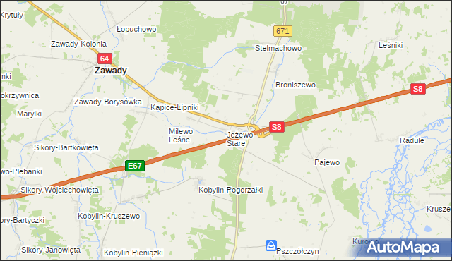 mapa Jeżewo Stare, Jeżewo Stare na mapie Targeo