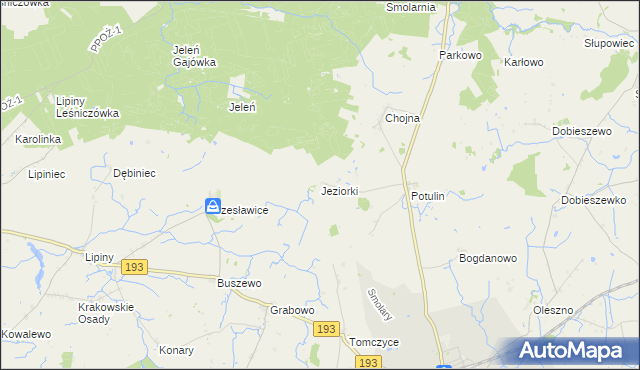 mapa Jeziorki gmina Gołańcz, Jeziorki gmina Gołańcz na mapie Targeo