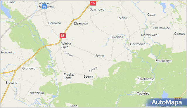 mapa Józefat gmina Kowalewo Pomorskie, Józefat gmina Kowalewo Pomorskie na mapie Targeo