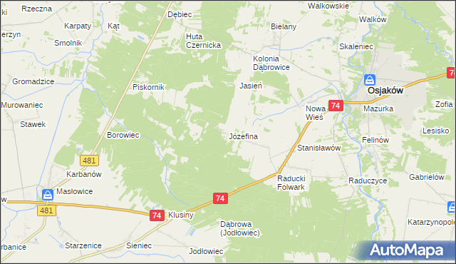 mapa Józefina gmina Osjaków, Józefina gmina Osjaków na mapie Targeo