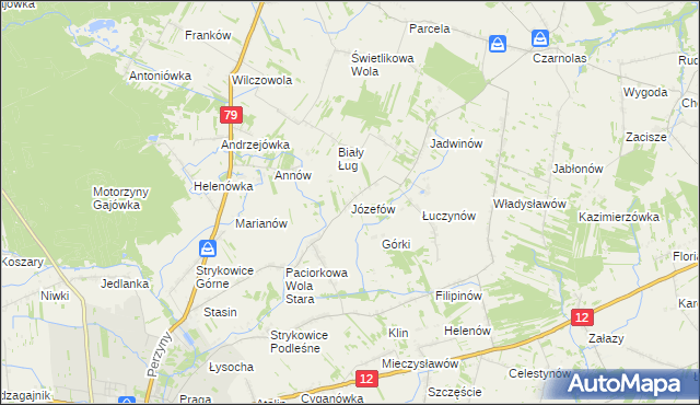 mapa Józefów gmina Zwoleń, Józefów gmina Zwoleń na mapie Targeo