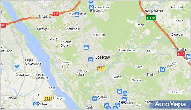 mapa Józefów powiat otwocki, Józefów powiat otwocki na mapie Targeo