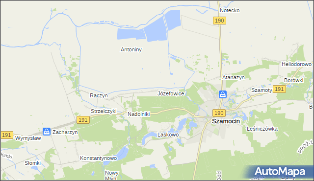 mapa Józefowice gmina Szamocin, Józefowice gmina Szamocin na mapie Targeo