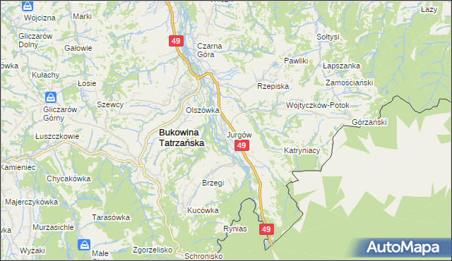 mapa Jurgów, Jurgów na mapie Targeo