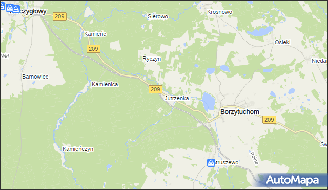 mapa Jutrzenka gmina Borzytuchom, Jutrzenka gmina Borzytuchom na mapie Targeo