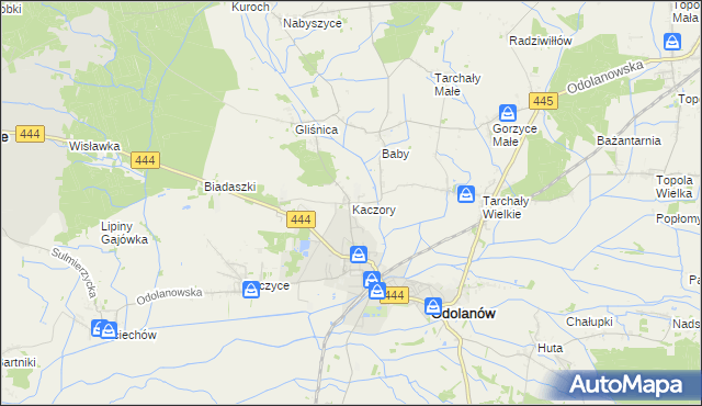 mapa Kaczory gmina Odolanów, Kaczory gmina Odolanów na mapie Targeo