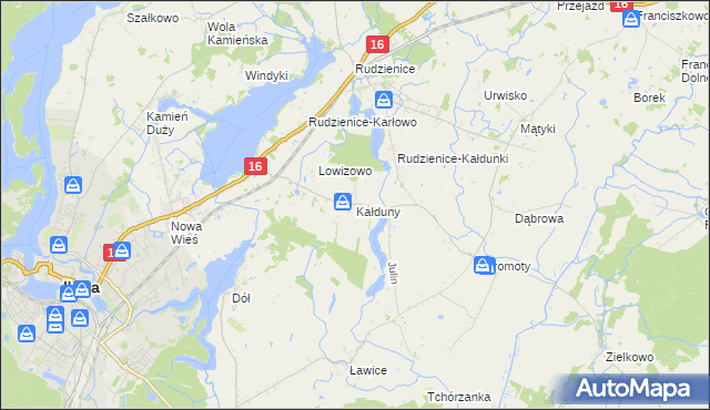 mapa Kałduny gmina Iława, Kałduny gmina Iława na mapie Targeo