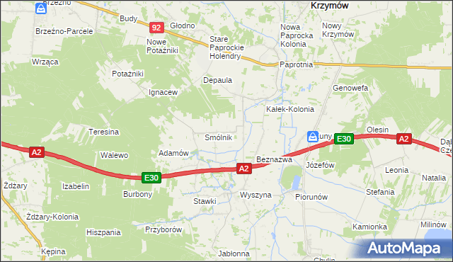 mapa Kałek gmina Krzymów, Kałek gmina Krzymów na mapie Targeo