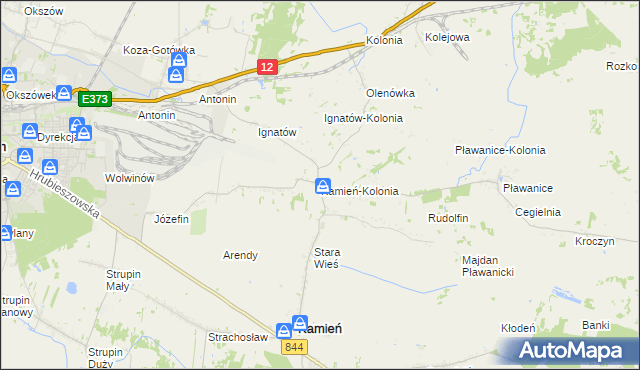 mapa Kamień-Kolonia gmina Kamień, Kamień-Kolonia gmina Kamień na mapie Targeo