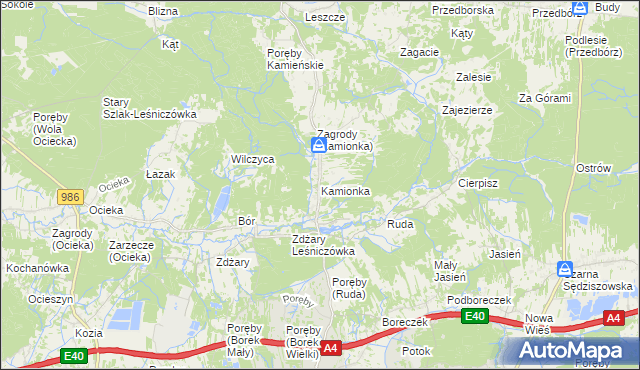 mapa Kamionka gmina Ostrów, Kamionka gmina Ostrów na mapie Targeo