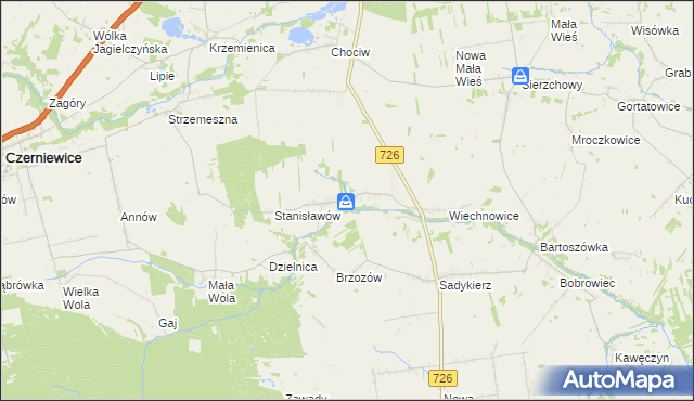 mapa Kanice gmina Rzeczyca, Kanice gmina Rzeczyca na mapie Targeo