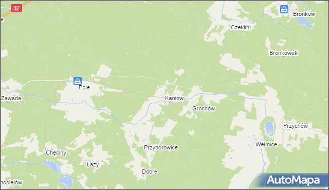 mapa Kaniów gmina Gubin, Kaniów gmina Gubin na mapie Targeo
