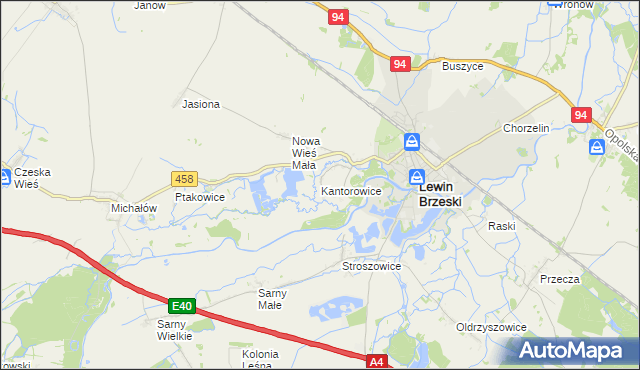 mapa Kantorowice gmina Lewin Brzeski, Kantorowice gmina Lewin Brzeski na mapie Targeo