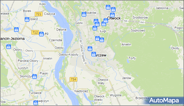 mapa Karczew powiat otwocki, Karczew powiat otwocki na mapie Targeo