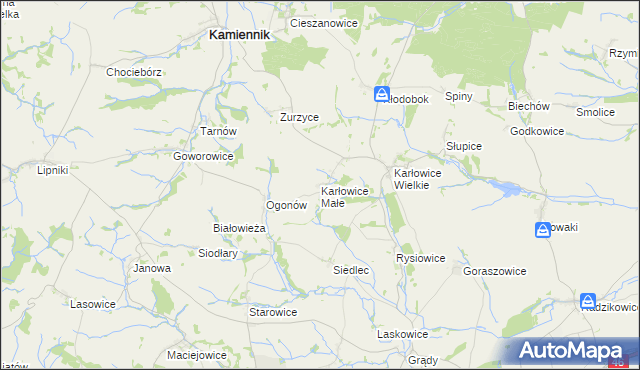 mapa Karłowice Małe, Karłowice Małe na mapie Targeo