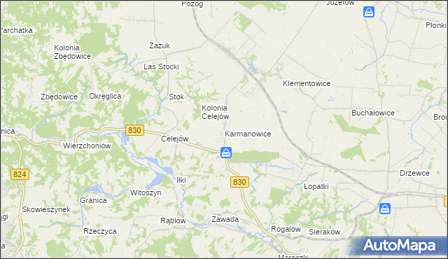 mapa Karmanowice, Karmanowice na mapie Targeo