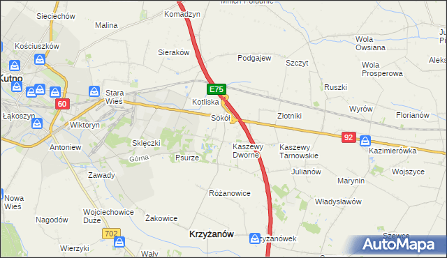 mapa Kaszewy Kościelne, Kaszewy Kościelne na mapie Targeo