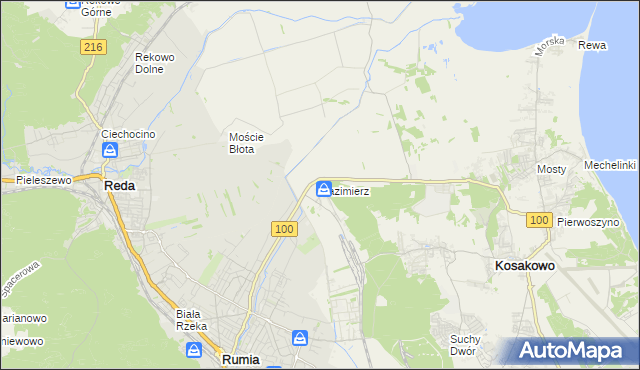 mapa Kazimierz gmina Kosakowo, Kazimierz gmina Kosakowo na mapie Targeo