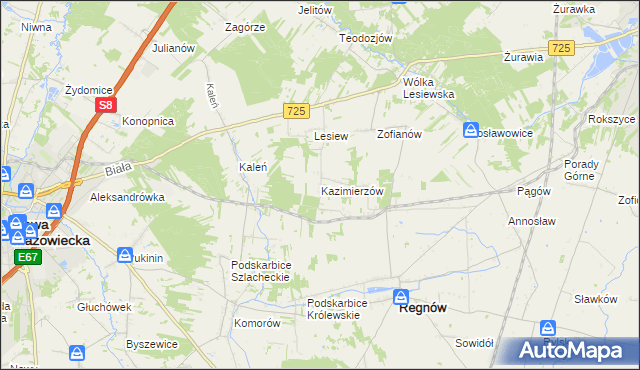 mapa Kazimierzów gmina Regnów, Kazimierzów gmina Regnów na mapie Targeo