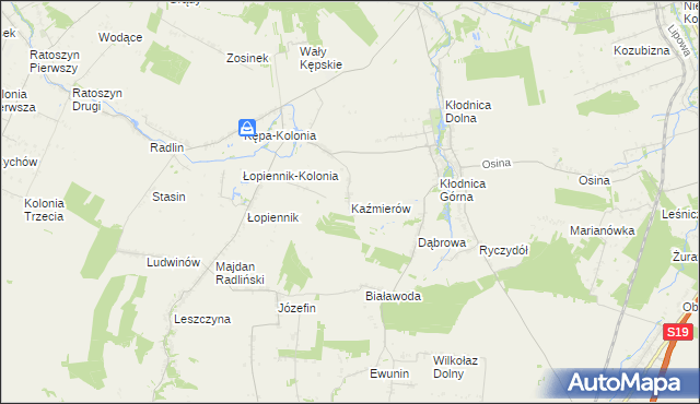 mapa Kaźmierów gmina Borzechów, Kaźmierów gmina Borzechów na mapie Targeo