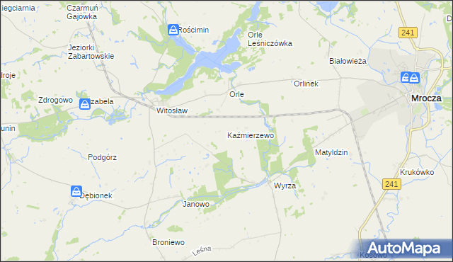 mapa Kaźmierzewo gmina Mrocza, Kaźmierzewo gmina Mrocza na mapie Targeo