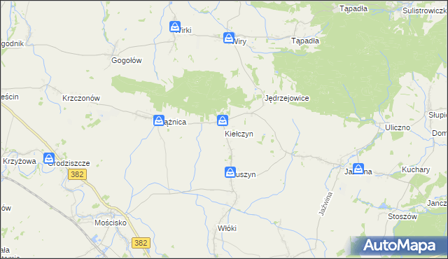 mapa Kiełczyn gmina Dzierżoniów, Kiełczyn gmina Dzierżoniów na mapie Targeo