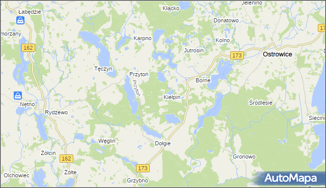 mapa Kiełpin gmina Ostrowice, Kiełpin gmina Ostrowice na mapie Targeo