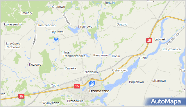 mapa Kierzkowo gmina Trzemeszno, Kierzkowo gmina Trzemeszno na mapie Targeo