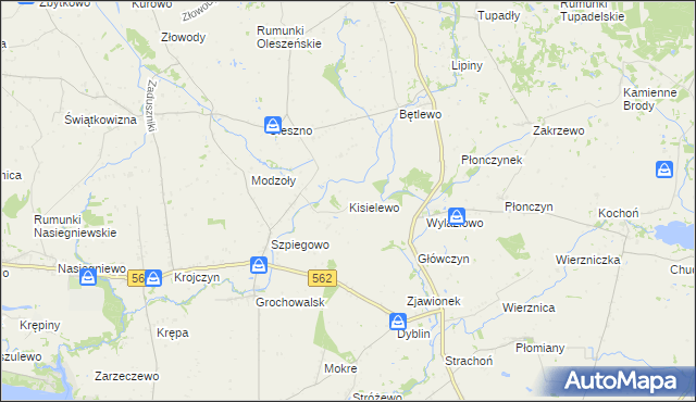 mapa Kisielewo gmina Dobrzyń nad Wisłą, Kisielewo gmina Dobrzyń nad Wisłą na mapie Targeo