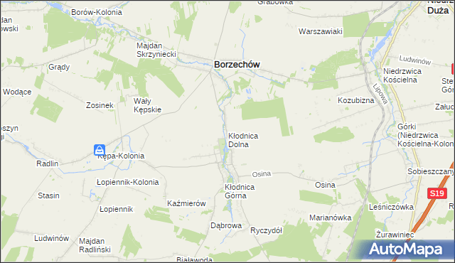 mapa Kłodnica Dolna, Kłodnica Dolna na mapie Targeo