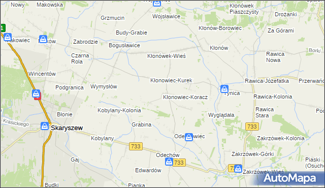 mapa Kłonowiec-Koracz, Kłonowiec-Koracz na mapie Targeo