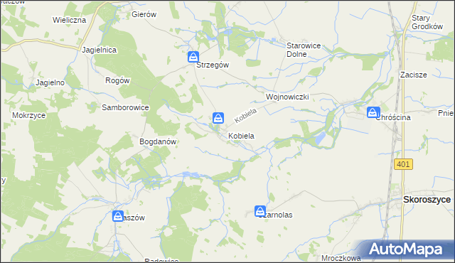 mapa Kobiela gmina Grodków, Kobiela gmina Grodków na mapie Targeo