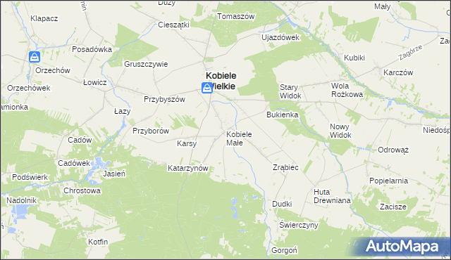 mapa Kobiele Małe, Kobiele Małe na mapie Targeo