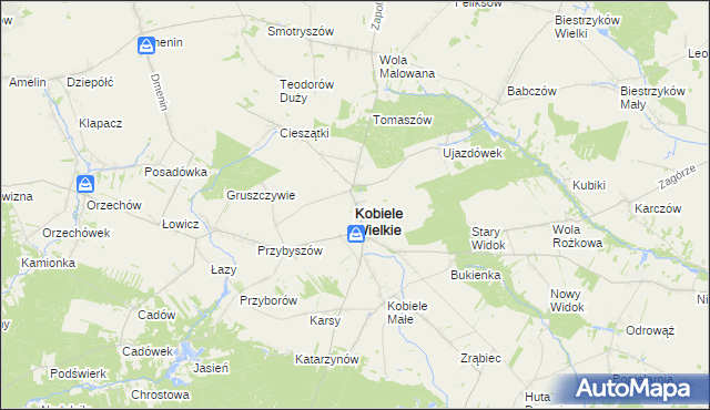 mapa Kobiele Wielkie, Kobiele Wielkie na mapie Targeo